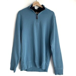 Lands End 1/4 zip pullover sweater size medium long sleeve blue sweater